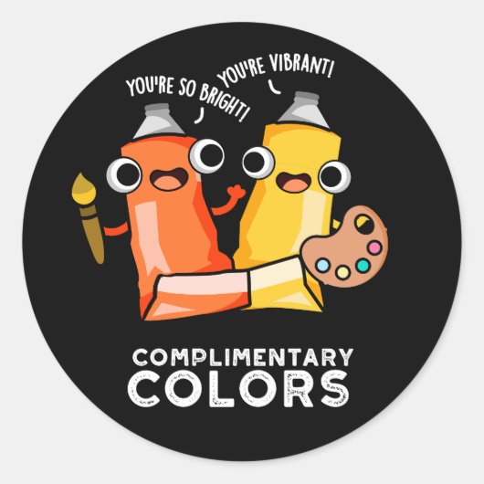 Complimentaire kleuren Funny Paint Dark BG Ronde Sticker (Voorkant)