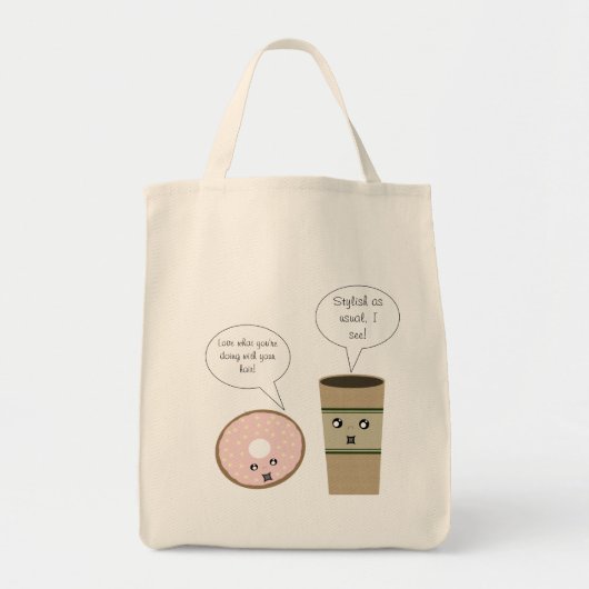 Complimentaire koffie en Donut Bag Tote Bag (Voorkant)
