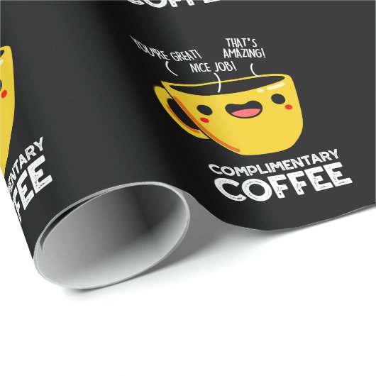 Complimentary Coffee Funny Drink Pun Dark BG Cadeaupapier (Rol Hoek)