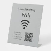 Complimentary Wifi Code Black & Gray Reclamebord Met Voetstuk (Voorkant)