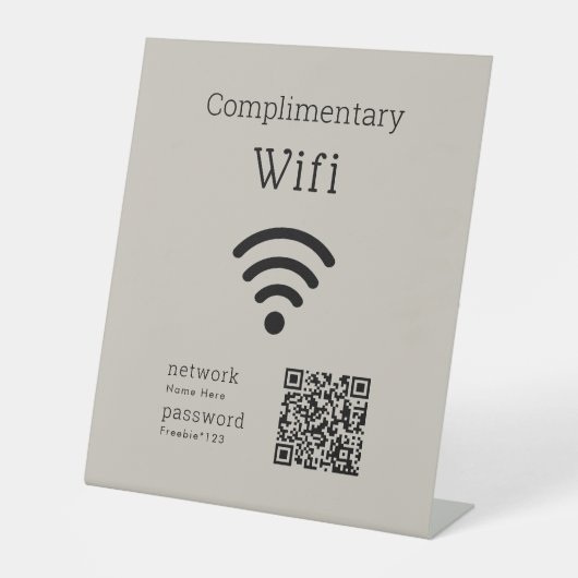 Complimentary Wifi Code Black & Tan Custom Reclamebord Met Voetstuk (Voorkant)