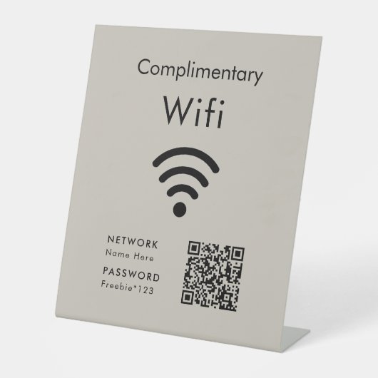 Complimentary Wifi Code Black & Tan Reclamebord Met Voetstuk (Voorkant)