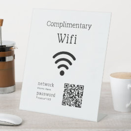 Complimentary Wifi Code Black & White Custom Reclamebord Met Voetstuk