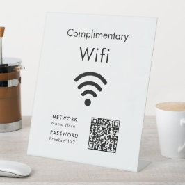 Complimentary Wifi Code Black & White Reclamebord Met Voetstuk