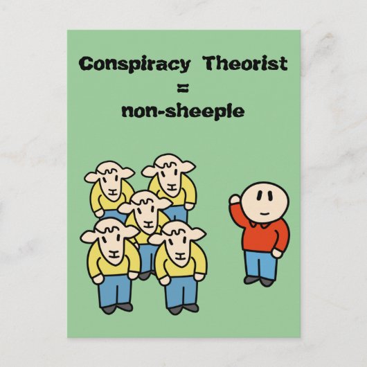 Complotdenker = geen schaapmensen briefkaart (Voorkant)