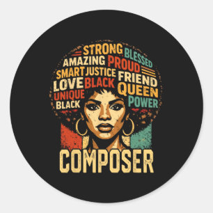 Componist Black History Month Krachtige Black Prid Ronde Sticker