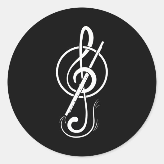 Componisten gespleten fluit ronde sticker (Voorkant)