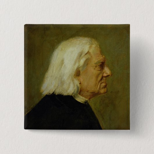 Composer Franz Liszt , 1884 Vierkante Button 5,1 Cm (Voorkant)