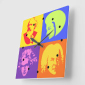 Composer Pop Art Music Clock Vierkante Klok (Hoek)