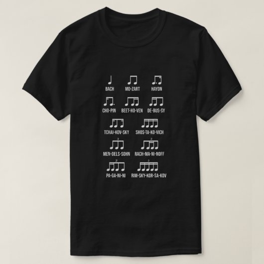 Composer Rhythm Music Gift Bach Mozart Beethoven C T-shirt (Design voorkant)
