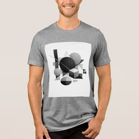 Composición geométrica en equilibrio monocromático Tri-Blend shirt (Voorkant)
