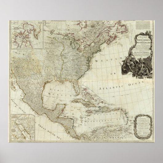 Composiet Noord-Amerika, West-India Poster (Voorkant)