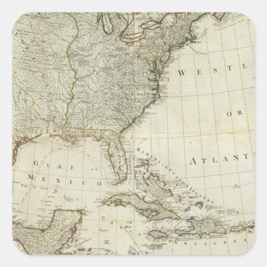 Composiet Noord-Amerika, West-India Vierkante Sticker (Voorkant)
