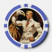 Composiet pokerchips, blauwe gestreepte rand poker chips (Voorkant)