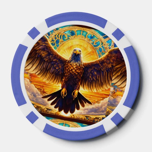 Composiet pokerchips, blauwe gestreepte rand poker chips (Achterkant)