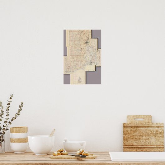 Composiet Rhode Island Map Poster (Keuken)