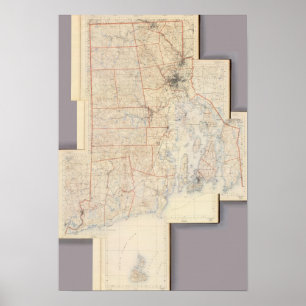 Composiet Rhode Island Map Poster