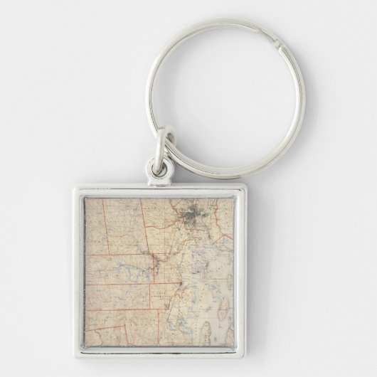 Composiet Rhode Island Map Sleutelhanger (Voorkant)