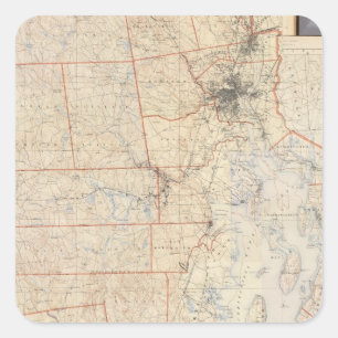 Composiet Rhode Island Map Vierkante Sticker