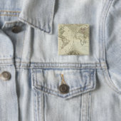 Composietwereld of terraquedisch wereldbol vierkante button 5,1 cm (In situ)