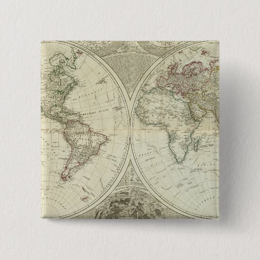Composietwereld of terraquedisch wereldbol vierkante button 5,1 cm (Voorkant)