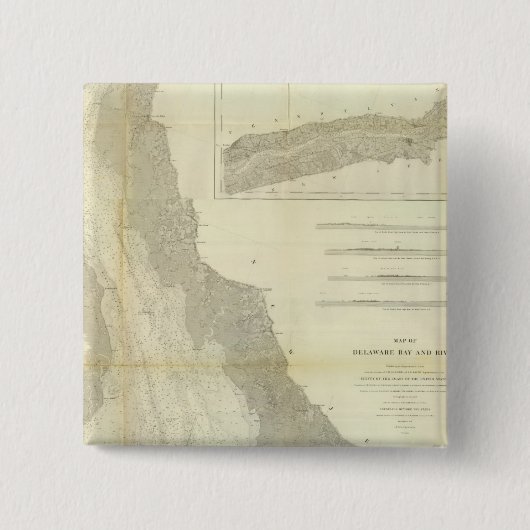 Composite Delaware Bay, River Vierkante Button 5,1 Cm (Voorkant)