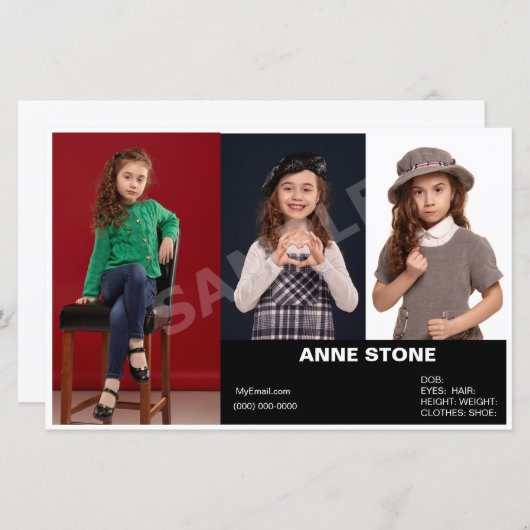 Compositie Acteur Model Headshot Kinderen Zed (Voorkant / Achterkant)