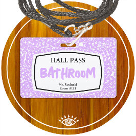 Compositie Boek Badkamer Hall Pass voor opvoeders Badge