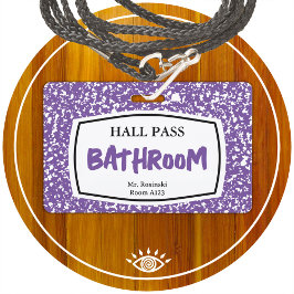 Compositie Boek Badkamer Hall Pass voor opvoeders Badge