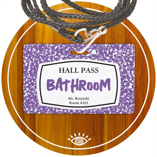 Compositie Boek Badkamer Hall Pass voor opvoeders Badge