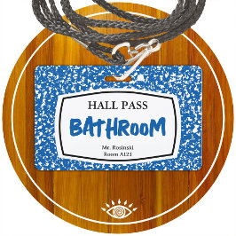 Compositie Boek Badkamer Hall Pass voor opvoeders Badge