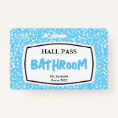Compositie Boek Badkamer Hall Pass voor opvoeders Badge (Achterkant)