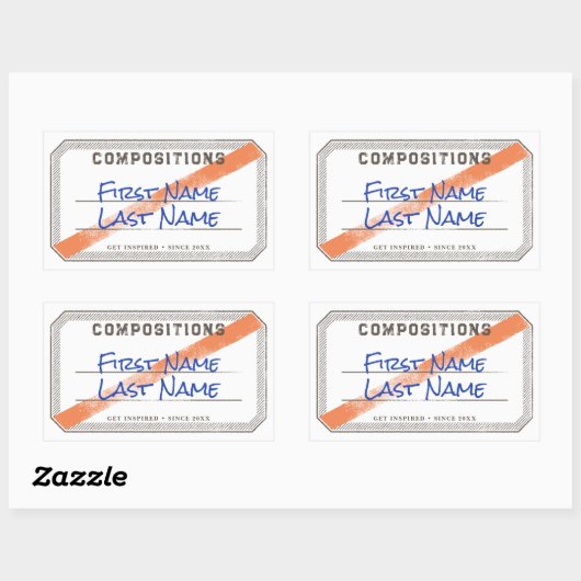 Compositie Boek Label met lint Sticker (Vel)