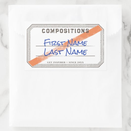 Compositie Boek Label met lint Sticker (Tas)