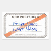 Compositie Boek Label met lint Sticker (Voorkant)