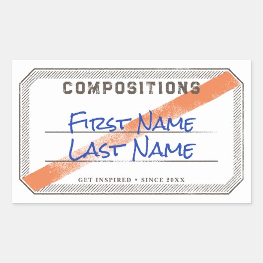 Compositie Boek Label met lint Sticker (Voorkant)