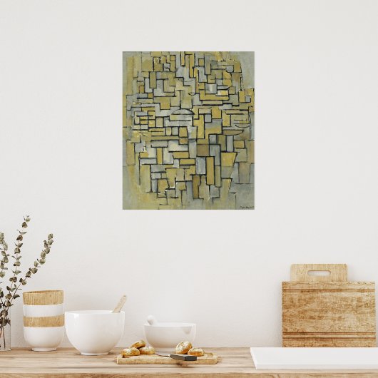Compositie in Bruin en Grijs door Piet Mondriaan Poster (Keuken)