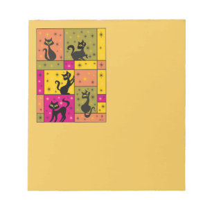 Compositie met 5 zwarte katten in de herfst koude notitieblok