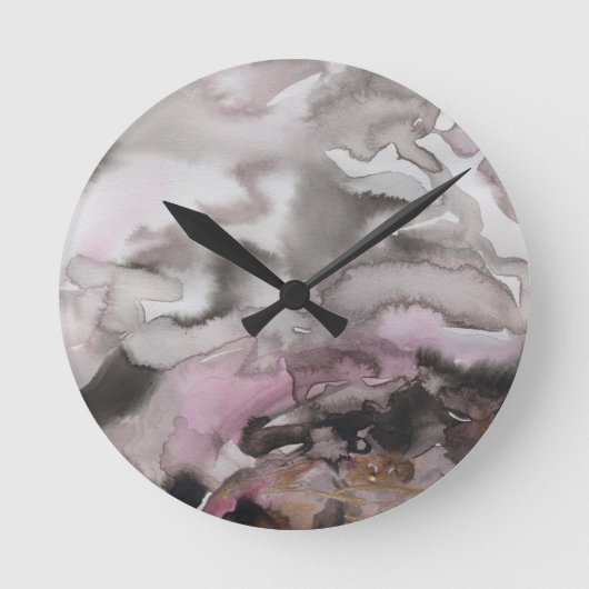 Compositie met grijs en roze ronde klok (Voorkant)