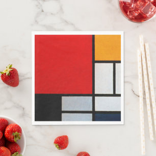 Compositie met groot rood vlak servet