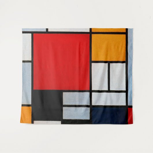 Compositie met groot rood vlak wandkleed (Voorkant (horizontaal))