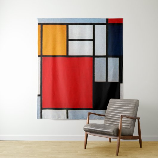 Compositie met groot rood vlak wandkleed (In situ)