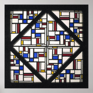 Compositie met raam met gekleurd glas poster