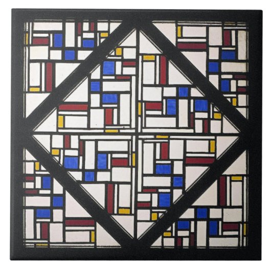 Compositie met raam met gekleurd glas tegeltje (Voorkant)
