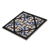 Compositie met raam met gekleurd glas tegeltje (Zijkant)