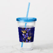 Compositie met saffier vlinders acryl drinkbeker (Achterkant)