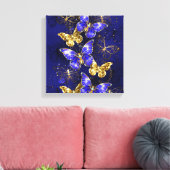 Compositie met saffier vlinders canvas afdruk (Insitu (Woonkamer))
