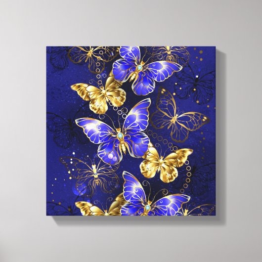 Compositie met saffier vlinders canvas afdruk (Voorkant)