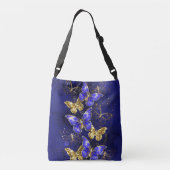 Compositie met saffier vlinders crossbody tas (Achterkant)
