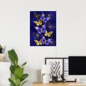Compositie met saffier vlinders poster (Thuiskantoor)